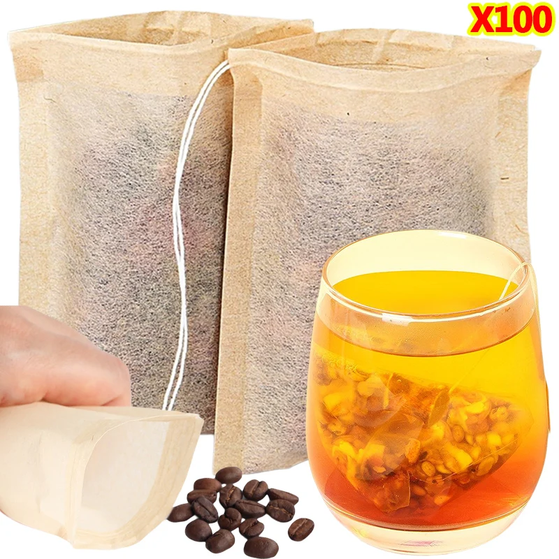 Herbal Wellness Products - 100Pcs Teabags with Drawstring Filter Empty