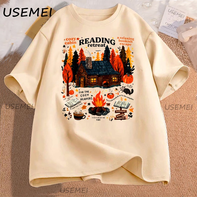 Herbal Wellness Book - Cozy Cabin Reading Retreat T-shirt Fall