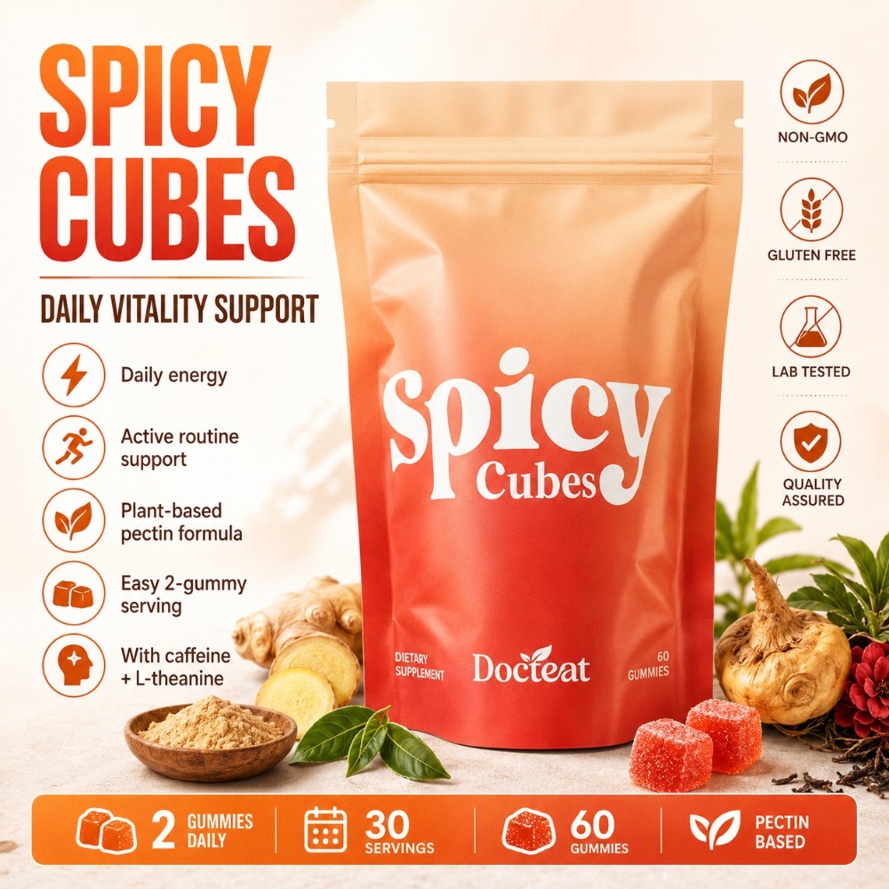 Docteat Spicy Cubes Gummies 60 - Herbal Wellness Blend recension och pris