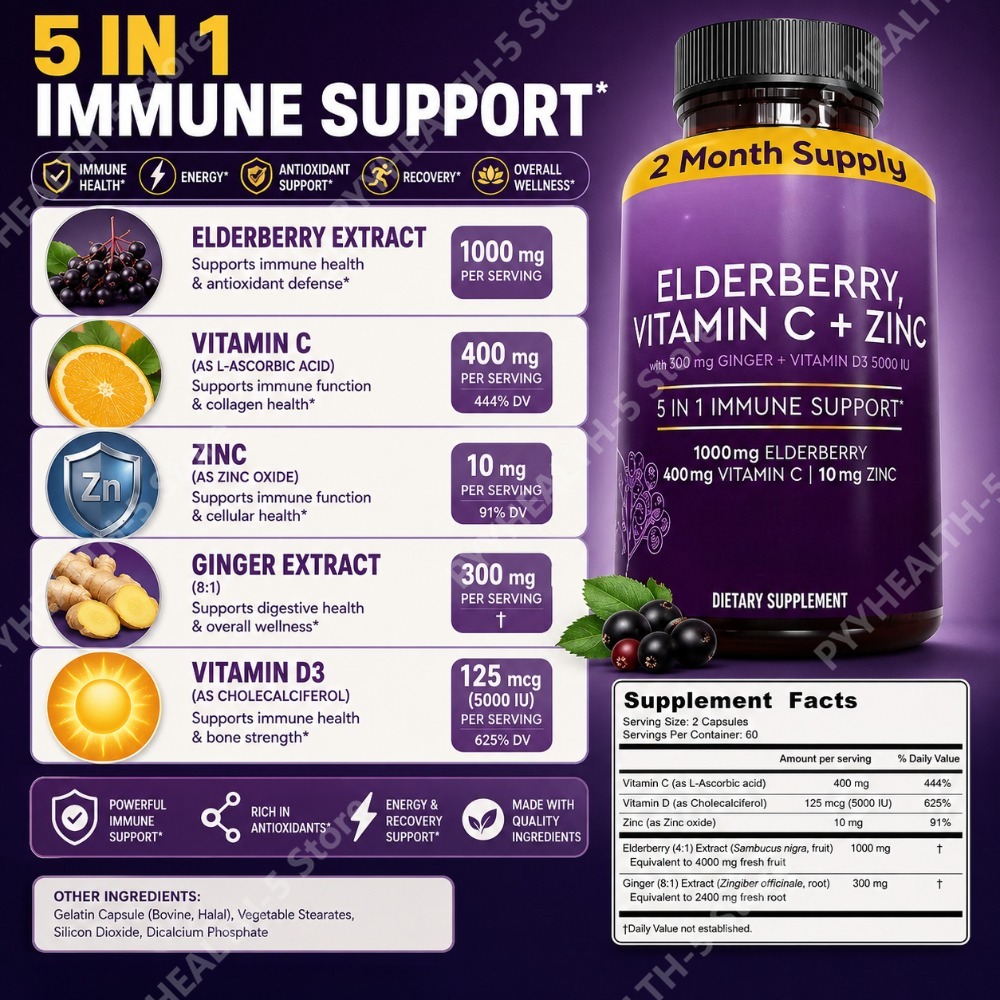 Elderberry Capsules with Vitam - Herbal Wellness Blend recension och pris